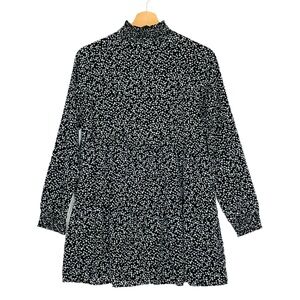 A Drip of Darling Black Ditsy Floral High Neck Babydoll Top Tunic Medium